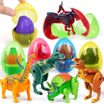 Different Hatching Eggs Dinosaur Magic Deformation T-rex Deformed Egg with Toys Inside Easter Basket Stuffers Fillers Gifts