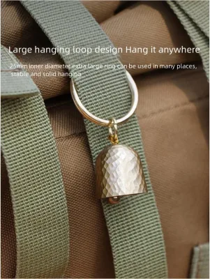 Jukaiwtec PJ70 Vintage Style Brass Hanging Bell Cowbell Door Bell Polished Brass Bells Hanging Rope for Elephant Dog Garden
