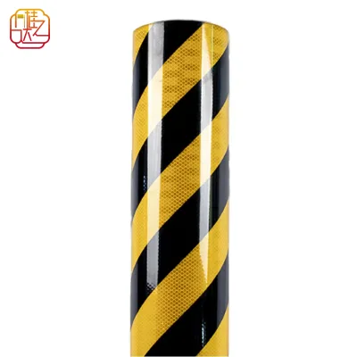 Yellow Diagonal Hazard Reflective PVC Tape Roll Micro Prismatic High Visibility Self Adhesive Warning Reflective Sheeting for