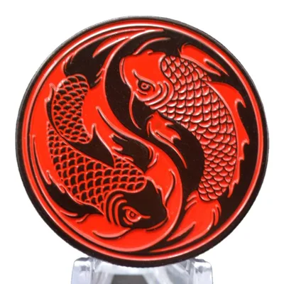 New China YinYang Carp Fish Commemorative Lucky Black Lucky Coin