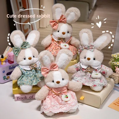 Cute Dressed-Up Little Bunny Plush Toy White Rabbit Doll with PP Cotton Filling for Girls' Birthday Gift-31cm-50cm 14 Years & up