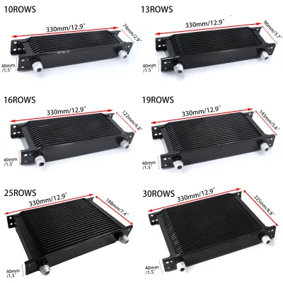 Black Aluminum Stacked Plate British  Oil Cooler with an Fittings Universal 10/13/16 Rows for Modified Racing Car Engine Turbo