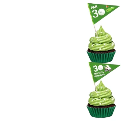 Xstarmi 40 Pack Golf Theme 30th Birthday Cake Toppers Paper Triangle Cupcake Decorations