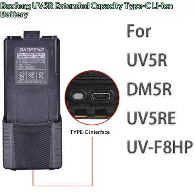 UV5R Walkie Talkie Accessories Thickened Lithium Battery 3800mAh >50km Range Extended TYPCE Board