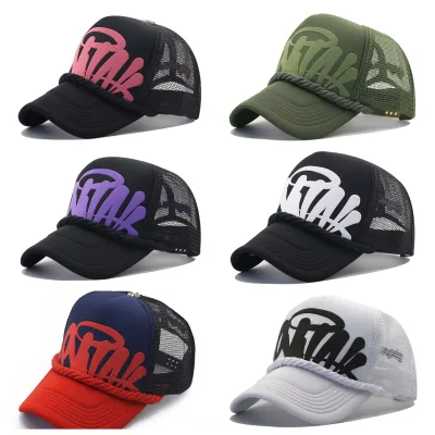 New Arrival Summer Letter Print Mesh Baseball Cap Breathable Sun Protective Adjustable Mesh Trucker Hat with Thick Rope