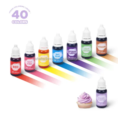 Hot Selling 40 Vibrant Glamour Cake Tools Edible Colors Food Grade Colorant Alimentaire 10ml Food Coloring Liquid for Cakes Art