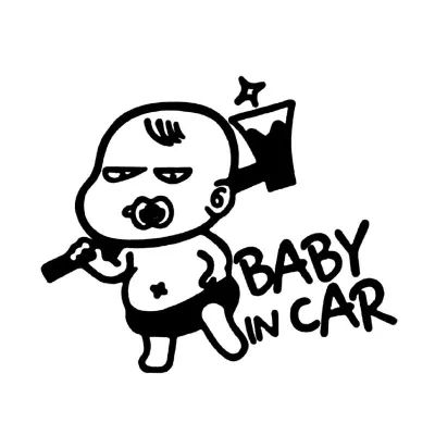 15.2*12.7cm Car Sticker 3D Interesting Cartoon BABY in CAR Reflective Laser Vinyl Car Decal Warning Funny Decal Auto Accessories