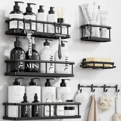 luxury Bathroom accessories Rustproof Shower with Soap Holder Large Capacity Shower Shelves for Inside Shower No Drilling