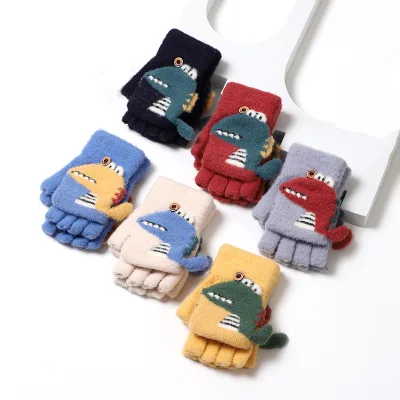 Wholesale 3-8 Years Cute Dinosaur Kids Winter Thicken Warm Glove Children Kid Warm Dinosaur Warm Gloves