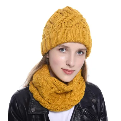 2024 Winter Women Warm Knitted Scarf Hat Set Hats And Scarves For Women Sets Women Winter Hat