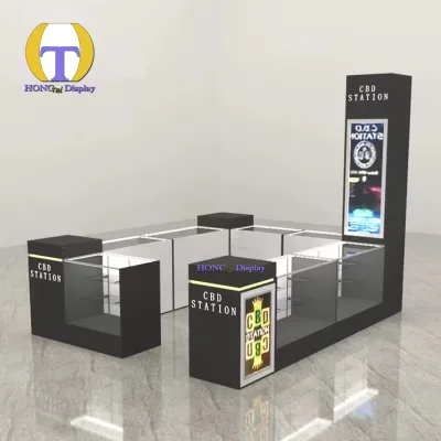 High Quality Cigarette Sales Counter Manufacturers Direct Sales Tempered Glass Tobacco Display Kiosk
