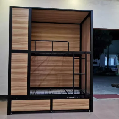 Double Canopy Adult Bunk Beds for Home School Dormitory Apartment Space Capsule Inspired Design for Hostels Homestay Wood