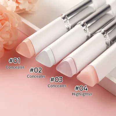 Double-headed Mineral Highlighter Stick Brush-High-gloss Vegan Waterproof Concealer Stick Long-lasting 4 Colors for Face Body