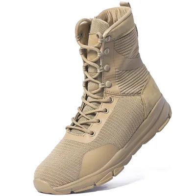 Tactical Hiking Boots Outdoor Lace-Up with Side Zippers Anti-Slip EVA Midsole Light & Breathable