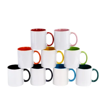 11OZ Five-Color Electroplated Engraved Advertising Mug Promotional Pearlescent Drinkware Heat Transfer Coating Blank Ceramic Cup