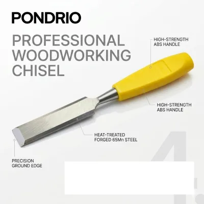 Heavy Duty 65Mn Steel Long Flat Woodworking Chisel With ABS Handle Strikeable Chisel for Wood Carpenter Tools