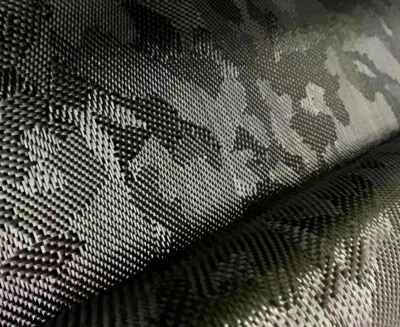 3K 240gsm Full Carbon Camouflage Twill Fabric Roll / Jacquard Woven Carbon Fiber Cloth for Automotive, Luggage, Outdoor Gear