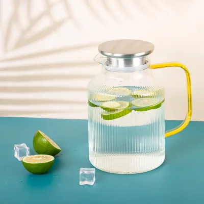 Stripe 1800Ml Glass Water Juicer Infuser Pitcher Glass Jug