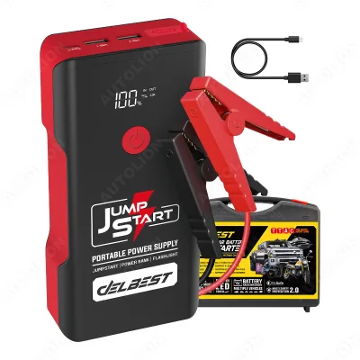 14000mAh Multi-Device Jump Starter with USB-C Input 5V/9V/12V Outputs 250A Engine Start