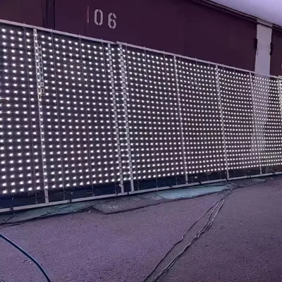 Custom Rolling Flying Grid LED Point Lights Landscape IP68 Transparent Flexible Mesh Screen