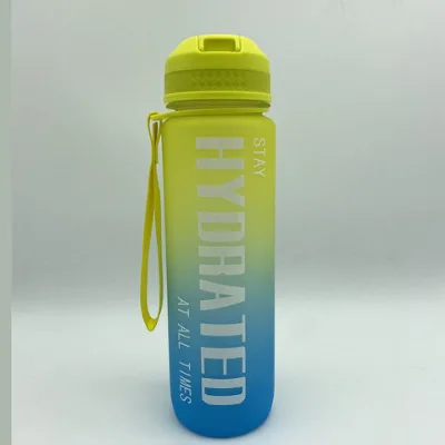 32 oz. plastic water bottle with times and straw motivational drinking bottle with portable rope