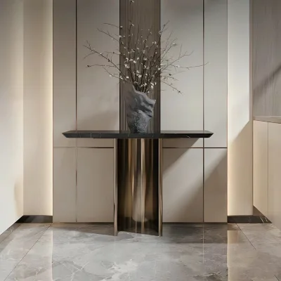 New Nordic Region Living Room Console Table Modern Stainless Steel Stone Top Durable Waterproof
