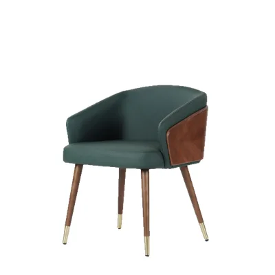 Modern Solid Wood Leather Dine Chair Walnut Color Dining Chairs for Restaurant and Dining