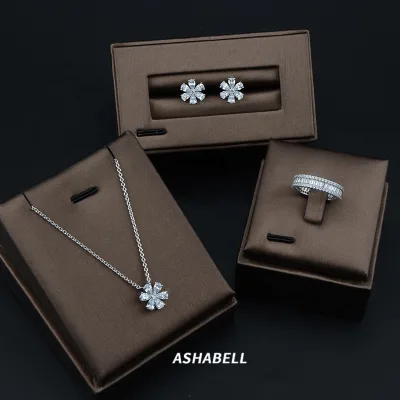 925 Sterling Silver Fine Jewelry Set White Flowers Necklace Set Birthday Engagement Anniversary Gift Jewelry