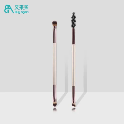 Buy Again champagne Gold Duo Double Sided Eye Brow Makeup Eyebrow Brow Brush 2pcs Set for Brows