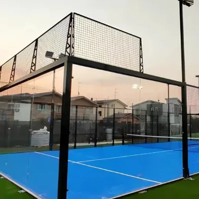 Premium Panoramic Padel Court 20m X 10m Galvanized Steel Construction Tempered Glass Wall Artificial Turf Net Post Bundle