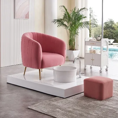 Modern Comfortable Portable Foot Pedicure Throne with Fiberglass Manual Drainage & Nail Spa Beauty Salon Use
