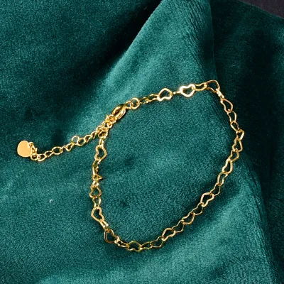 Dainty Gold Bracelets for Women Stainless Steel Bracelet Cute Hollow Heart Chain 20cm
