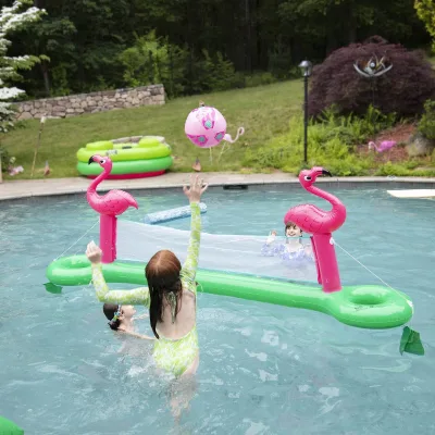 Inflatable Flamingo Volleyball Set - Giant Flamingo Inflatable Volleyball for Fun Pool Games