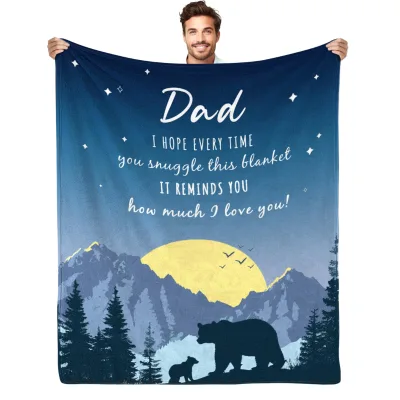 Dad's I Love You Flannel Throw Blanket 50''x60'' Soft Machine Washable Bedding Gift for Daughter & Son Christmas