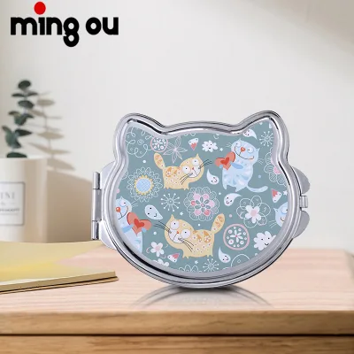 Simple Design Elegant Cat Shape Small Gift Paper Mini Pocket Portable Sublimation Makeup Mirror