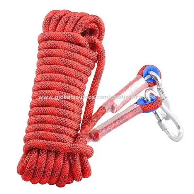 Safety auxiliary 8mm rock static rope with carabiner climbing dynamic rope