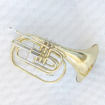 Marching French Horn Brass Body Stainless Steel Piston Valves Gold Lacquer BB Tone With Hard Case and Mouthpiece for Sale OEM