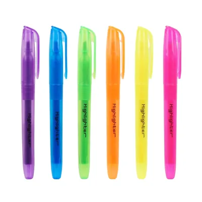 Wholesale Non-Toxic Retractable Glitter Highlighter Marker Pen Eye Protection Color Soft Highlighter Marker Pen With Logo