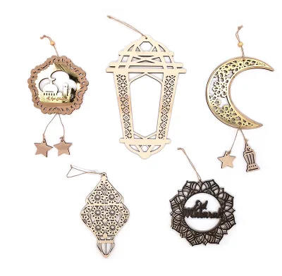 Hollow Pendant Accessories Wooden Crafts Star Moon Castle Hanging Pendant