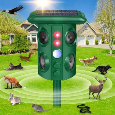 360 Degree Solar Ultrasonic Animal Repeller Solar Powered Bird Dog Cat Monkey Deer Mouse Animal Repeller
