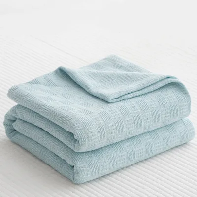 Lightweight Waffle Weave Blanket - 100% Breathable Cotton, Custom Sizes/Colors for Home, Office & Hospitality