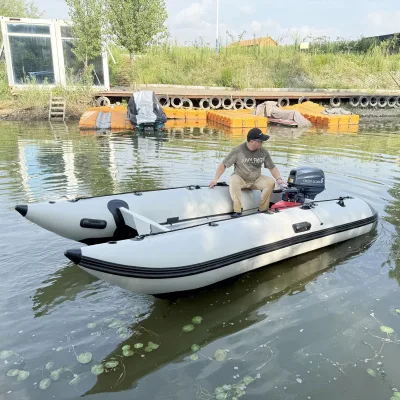 Wholesale 3.8m Inflatable Boat 0.9mm PVC Hull with Aluminum Floor Fishing Rescue Rubber Boat