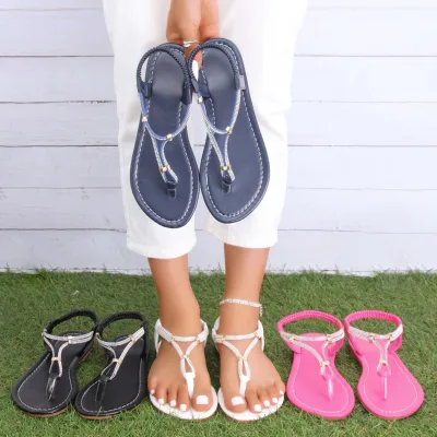 Summer New Plus Size Flat Sandals for Women Wearing Roman Style Peep Toe Spring Walking Style Shoes
