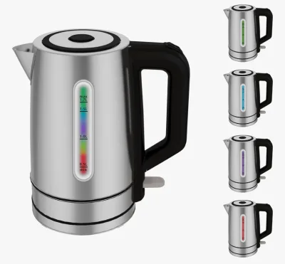 Wholesale Stainless Steel Electric Fast Boil Kettle Pop-up Metal Lid 6-Level Visual Temp Indicator 1800W