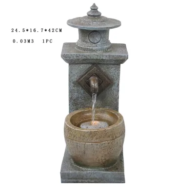 Resin Outdoor Garden Water Faucet Fountain with Light 42CM Height Personalized Handmade Eco-Friendly Custom Color