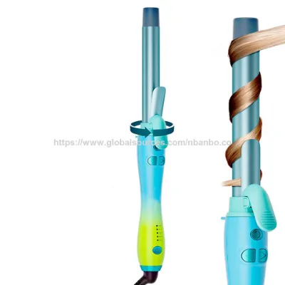 Auto Rotating Curling Iron 32mm Ceramic Barrel 4 Temperature Settings Dual Voltage 360 Swivel Cord Left, Right Curl Cont