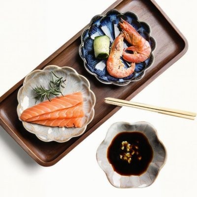 Sushi sauce dish flavor dish for home kitchen retro gradient color ceramic small dish