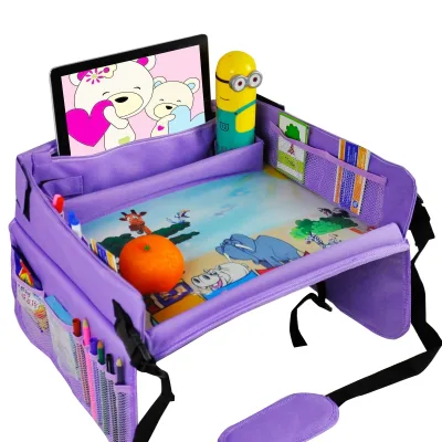 Universal Car Rear Seat Tray with Tablet Mount Travel Tray Backpack with Pull-Along Wheels