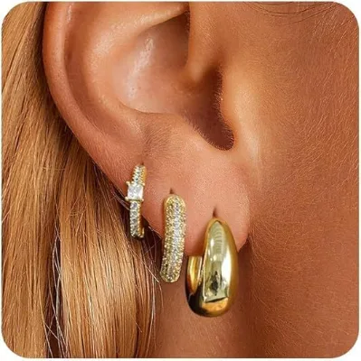 New Design 3 Pcs/Set Crystal Earrings Gold Plated Luxury Women Earrings Jewelry Zircon Geometric Women Earrings Set