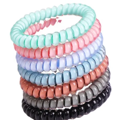 Telephone Cord Elastic Ponytail Holders Hair Ornaments Metal Rhinestone for Girls Wedding European American Style